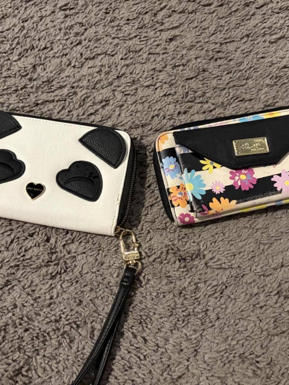 Betsey Johnson Women's Multi and Black Designer Zip Wallets - Set of 2